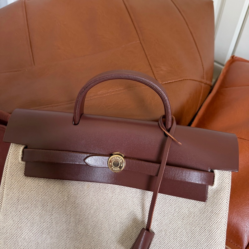 Hermes Vintage Herbag 紅棕肩背包/雙肩-7
