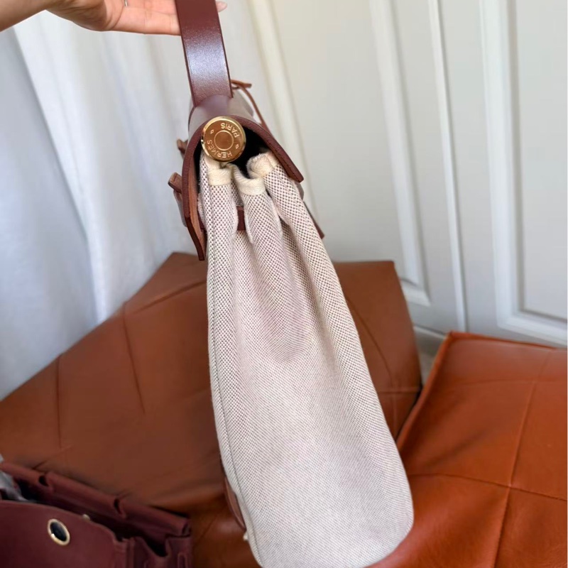 Hermes Vintage Herbag 紅棕肩背包/雙肩-9