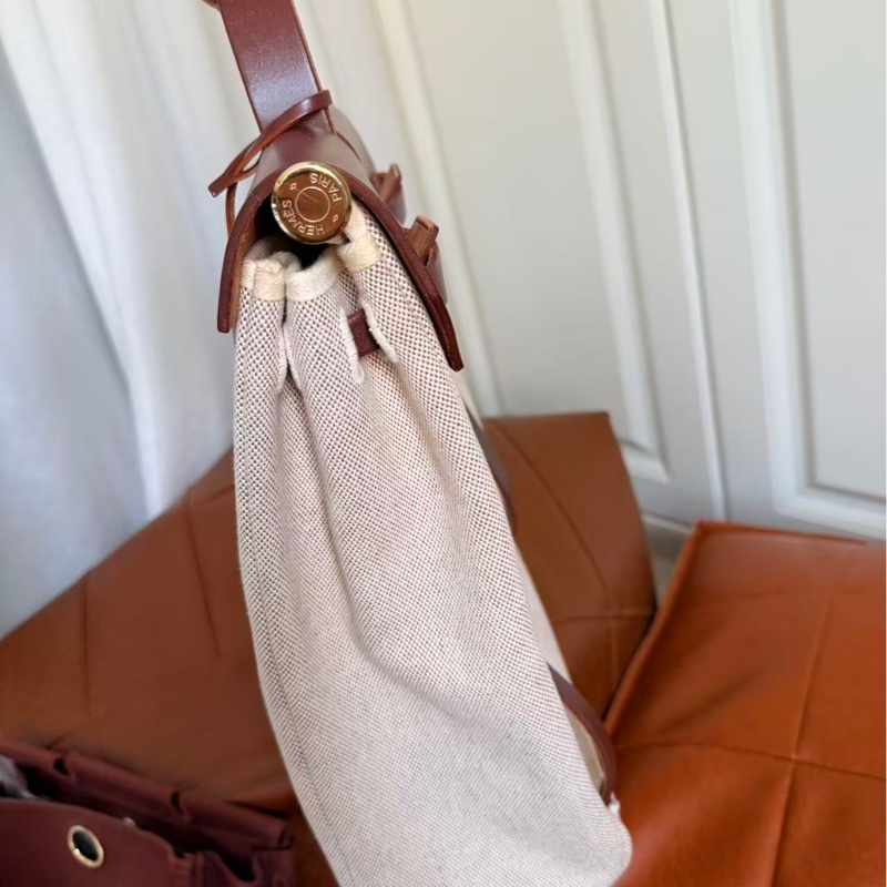 Hermes Vintage Herbag 紅棕肩背包/雙肩-10