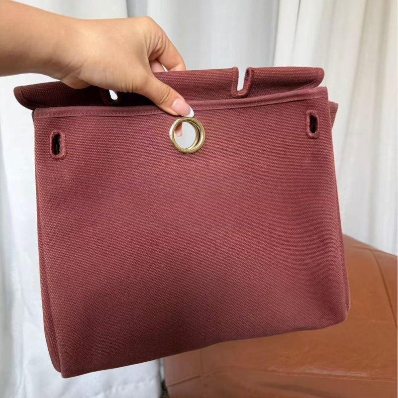 Hermes Vintage Herbag 紅棕肩背包/雙肩-16