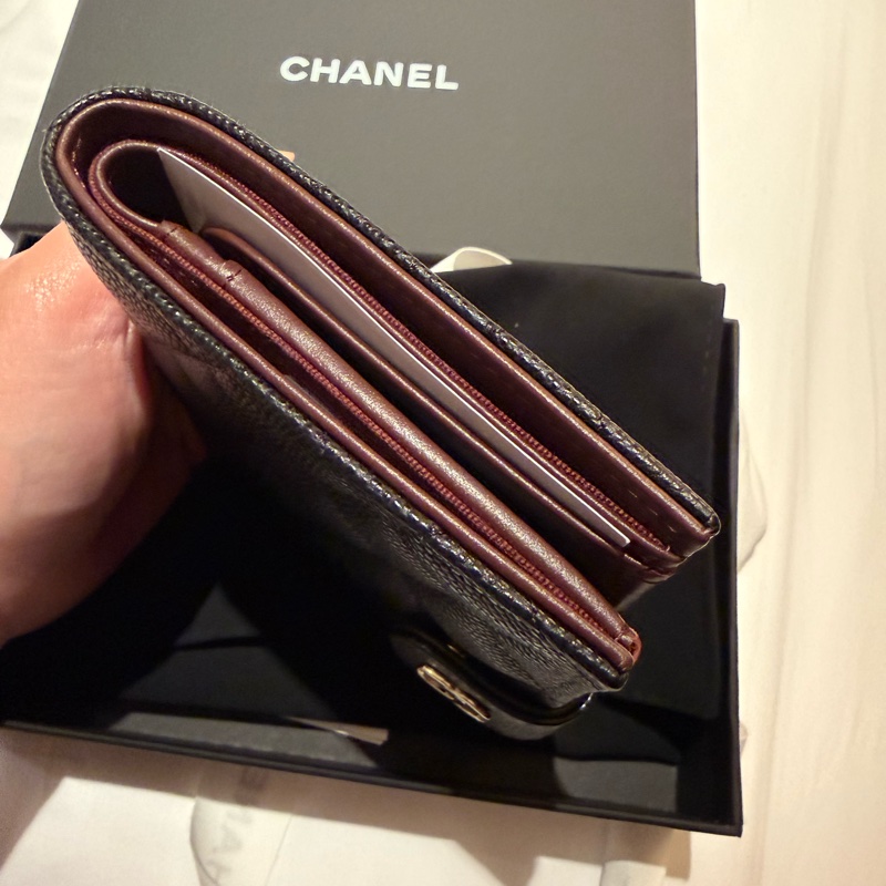 💖Chanel CC logo 護照夾 黑色金釦 荔枝皮💖 全新 2026最新購入-2