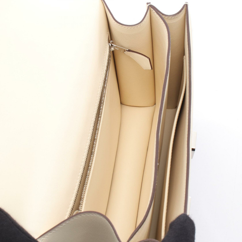 愛馬仕 Constance 3 24 肩背包 Vaux Swift 皮革帆布 米色 二手 Z SHW-2
