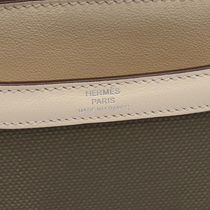 愛馬仕 Constance 3 24 肩背包 Vaux Swift 皮革帆布 米色 二手 Z SHW-3