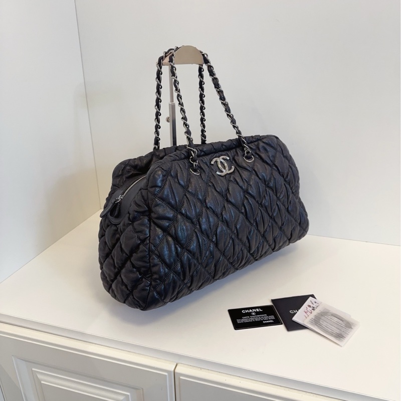 ✨Chanel 黑銀泡芙 波士頓手提包 98🆕-4