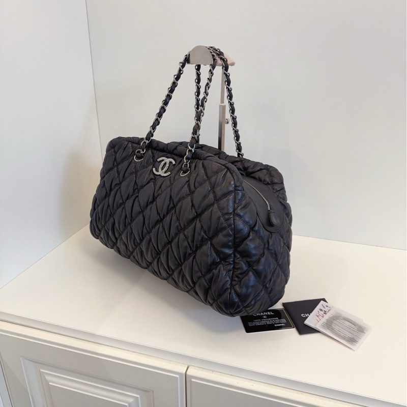 ✨Chanel 黑銀泡芙 波士頓手提包 98🆕-5