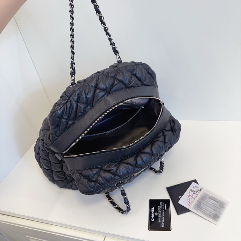 ✨Chanel 黑銀泡芙 波士頓手提包 98🆕-9