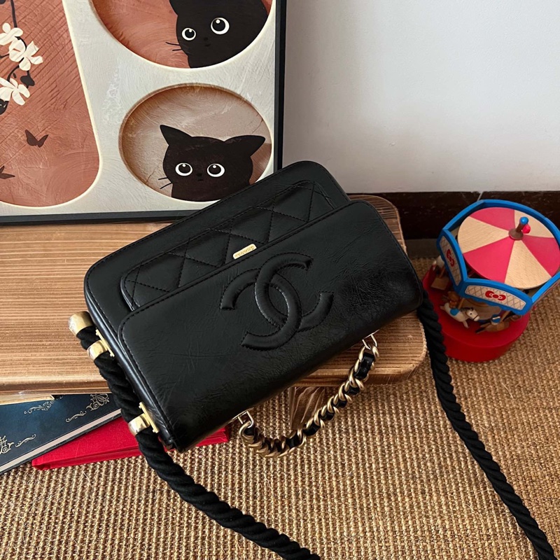 ✨Chanel 黑金孟買郵差 2Way 整體狀況不錯🖤-7