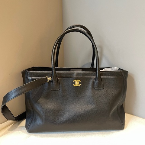 Chanel/香奈兒 中古Vintage 黑金cerf中號托特包