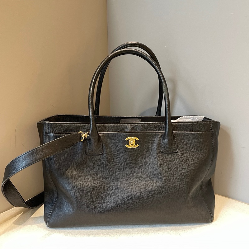 Chanel/香奈兒 中古Vintage 黑金cerf中號托特包-0