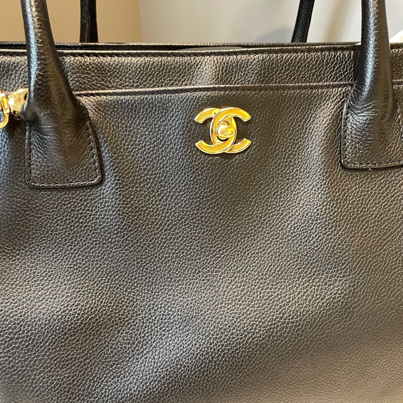 Chanel/香奈兒 中古Vintage 黑金cerf中號托特包-4