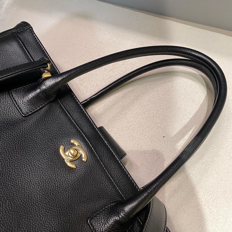 Chanel/香奈兒 中古Vintage 黑金cerf中號托特包-5