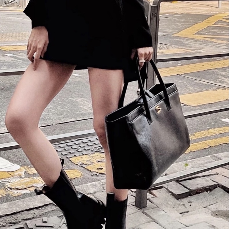 Chanel/香奈兒 中古Vintage 黑金cerf中號托特包-15