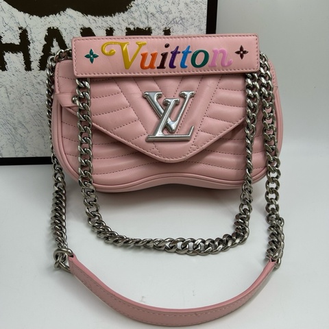 LV/路易威登/Louis Vuitton  粉色鏈條包 銀鏈