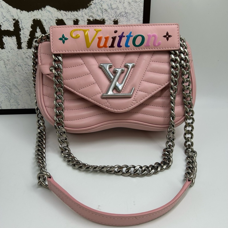 LV/路易威登/Louis Vuitton  粉色鏈條包 銀鏈-0
