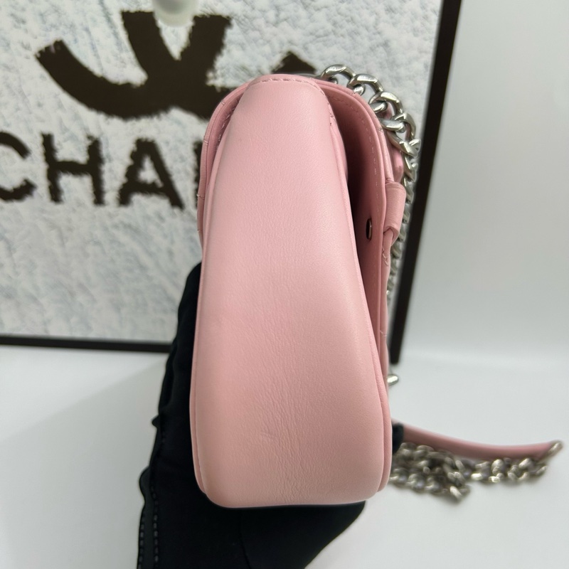 LV/路易威登/Louis Vuitton  粉色鏈條包 銀鏈-3