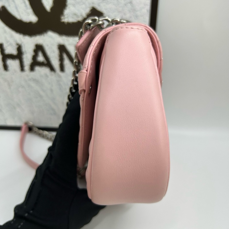 LV/路易威登/Louis Vuitton  粉色鏈條包 銀鏈-4