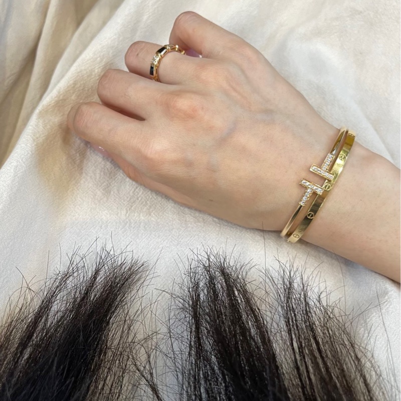 Tiffany/蒂芙尼 T系列 18K玫瑰金 鑲鑽線圈手鐲-6