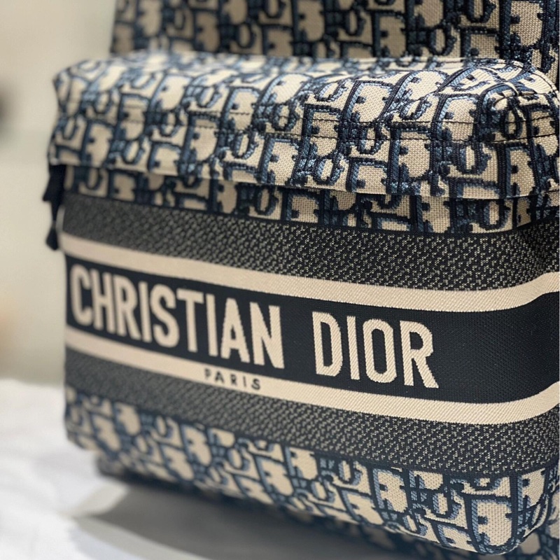 迪奧/Dior Travel藍色老花提花面料Oblique印花雙肩包-1