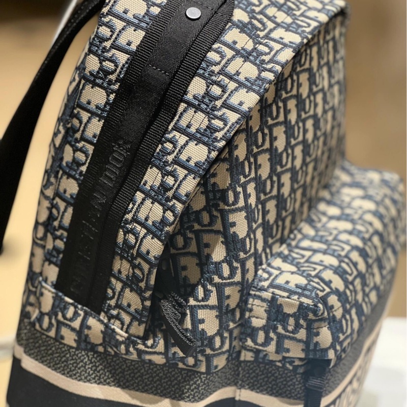 迪奧/Dior Travel藍色老花提花面料Oblique印花雙肩包-4