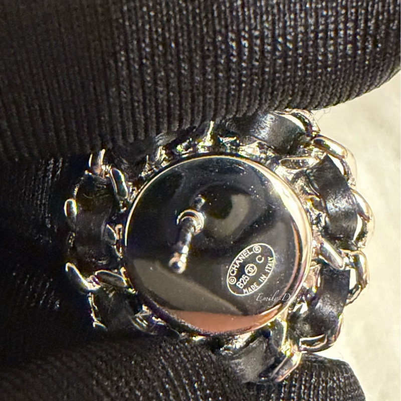 Chanel 圓形皮穿鏈耳環-8