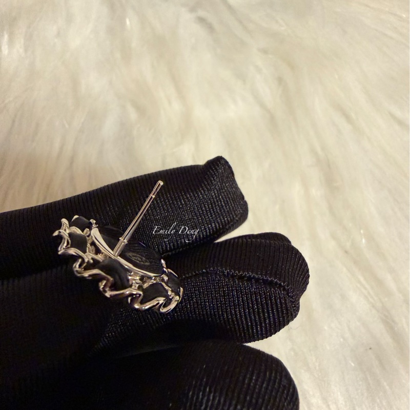 Chanel 圓形皮穿鏈耳環-9