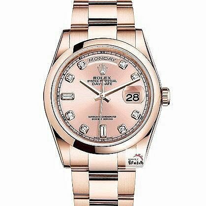 【大眾名錶】 ROLEX 勞力士118205 Day-Date 蠔式新款 18K玫瑰金 原廠香檳金十鑽面盤 新包台 錶徑36mm G180
