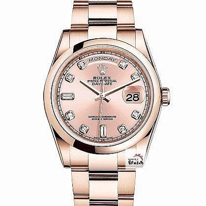 【大眾名錶】 ROLEX 勞力士118205 Day-Date 蠔式新款 18K玫瑰金 原廠香檳金十鑽面盤 新包台 錶徑36mm G180-0