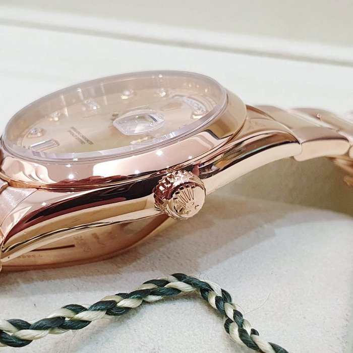 【大眾名錶】 ROLEX 勞力士118205 Day-Date 蠔式新款 18K玫瑰金 原廠香檳金十鑽面盤 新包台 錶徑36mm G180-6