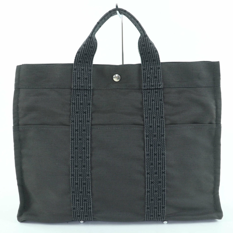 愛馬仕 Herline MM Sellier 五金帆布托特包 手袋 灰色 法國製造 女款-1