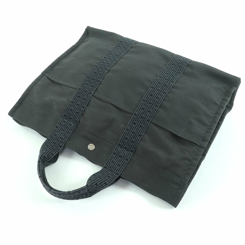 愛馬仕 Herline MM Sellier 五金帆布托特包 手袋 灰色 法國製造 女款-3