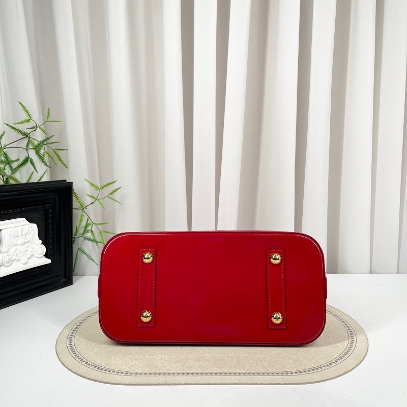 LV路易威登 Alma貝殼包 紅色漆皮 經典老花壓紋 金色五金配件 質感高級 容量大 實用百搭 內裡乾淨-2