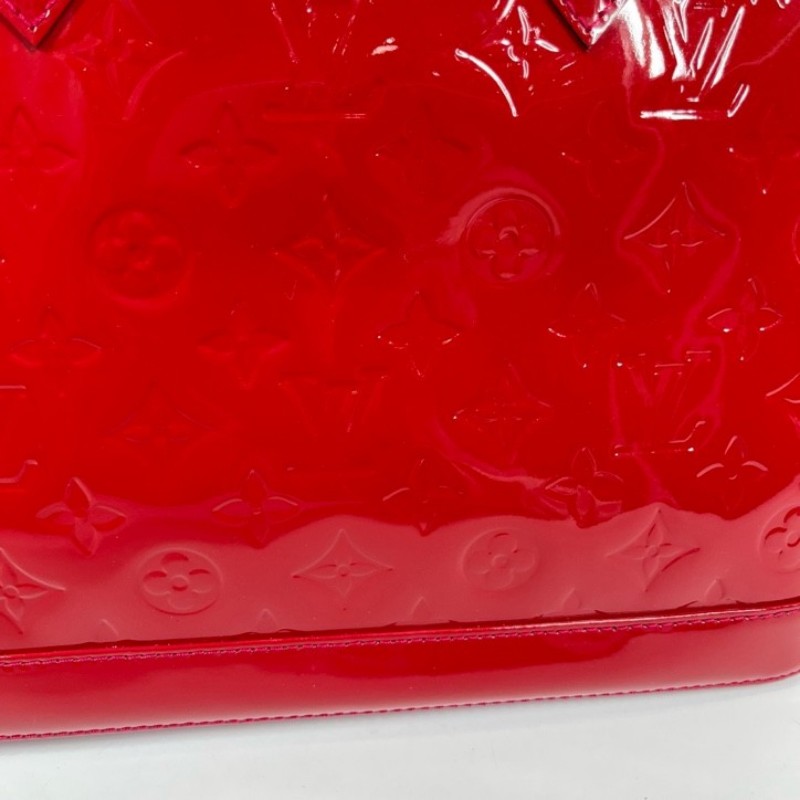 LV路易威登 Alma貝殼包 紅色漆皮 經典老花壓紋 金色五金配件 質感高級 容量大 實用百搭 內裡乾淨-17