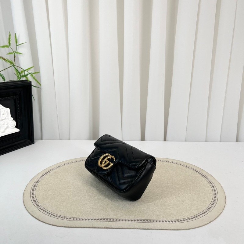 GUCCI古馳  馬蒙marmont黑金迷你mini鏈條包單肩斜挎包 非常精緻小巧的一款包包 百搭實用-2