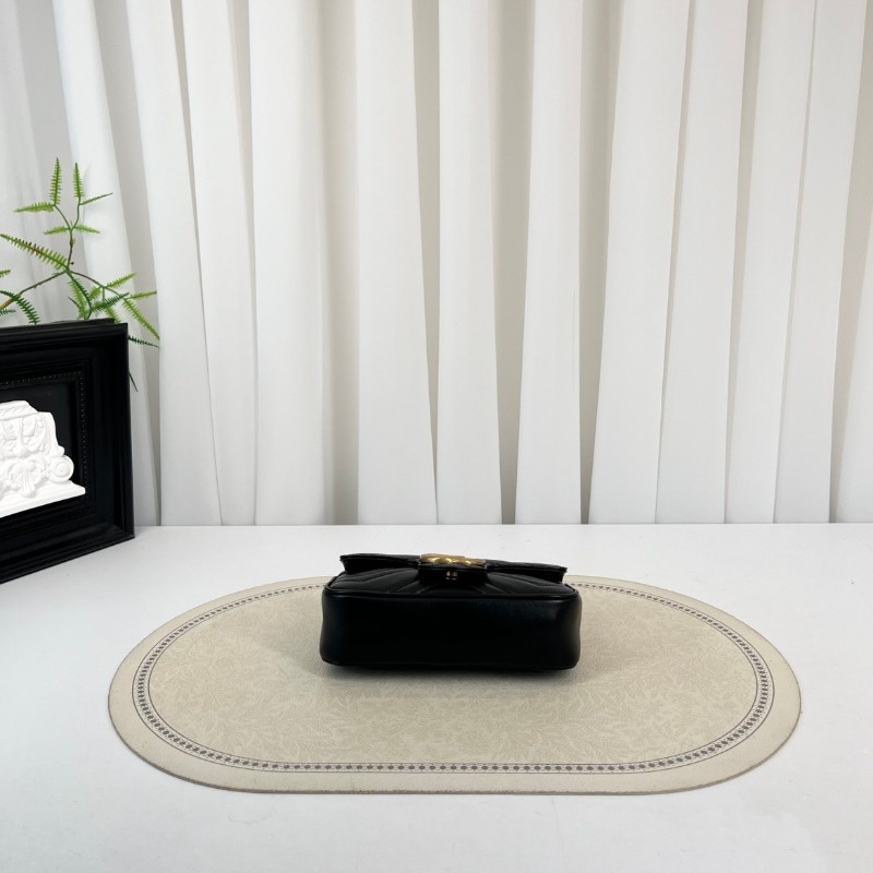 GUCCI古馳  馬蒙marmont黑金迷你mini鏈條包單肩斜挎包 非常精緻小巧的一款包包 百搭實用-3