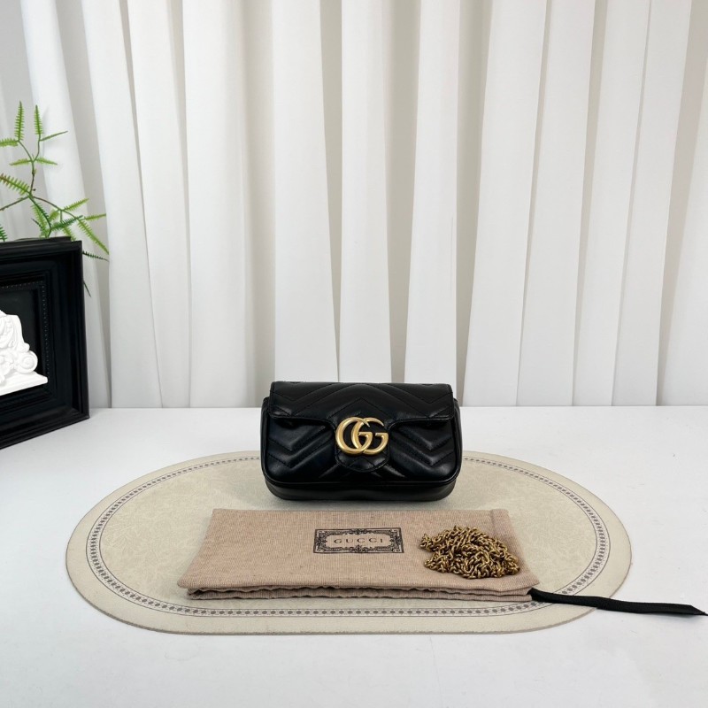 GUCCI古馳  馬蒙marmont黑金迷你mini鏈條包單肩斜挎包 非常精緻小巧的一款包包 百搭實用-5