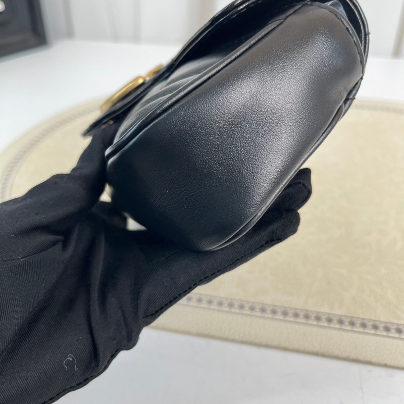 GUCCI古馳  馬蒙marmont黑金迷你mini鏈條包單肩斜挎包 非常精緻小巧的一款包包 百搭實用-8