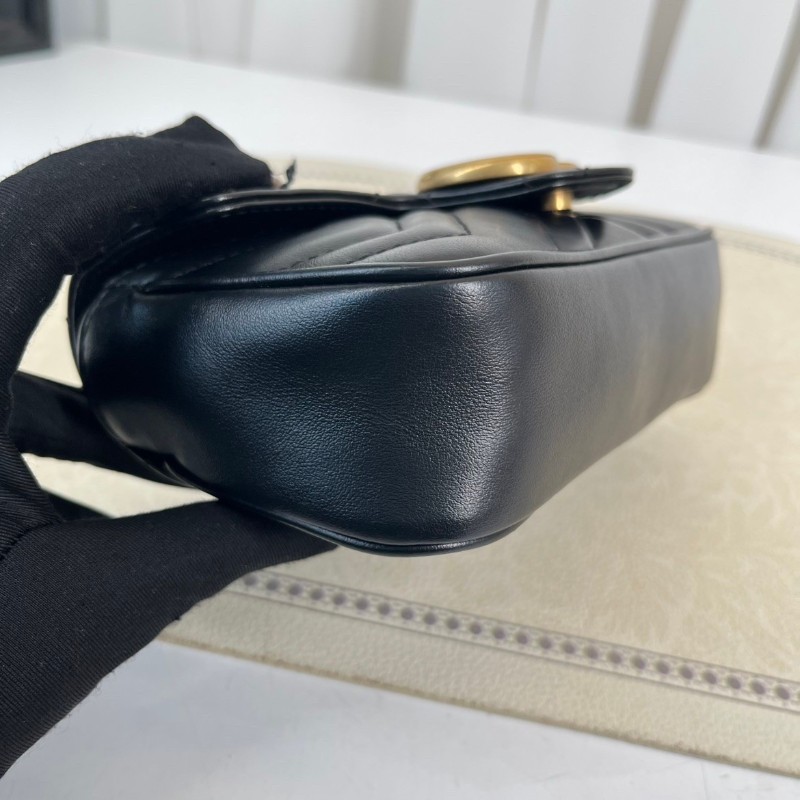 GUCCI古馳  馬蒙marmont黑金迷你mini鏈條包單肩斜挎包 非常精緻小巧的一款包包 百搭實用-12