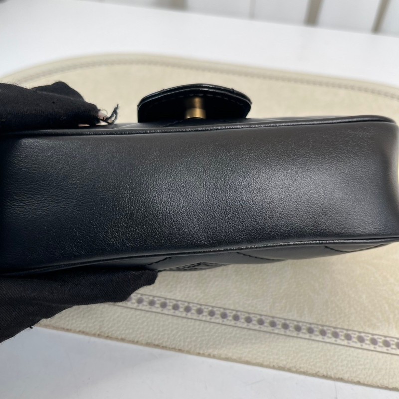 GUCCI古馳  馬蒙marmont黑金迷你mini鏈條包單肩斜挎包 非常精緻小巧的一款包包 百搭實用-15