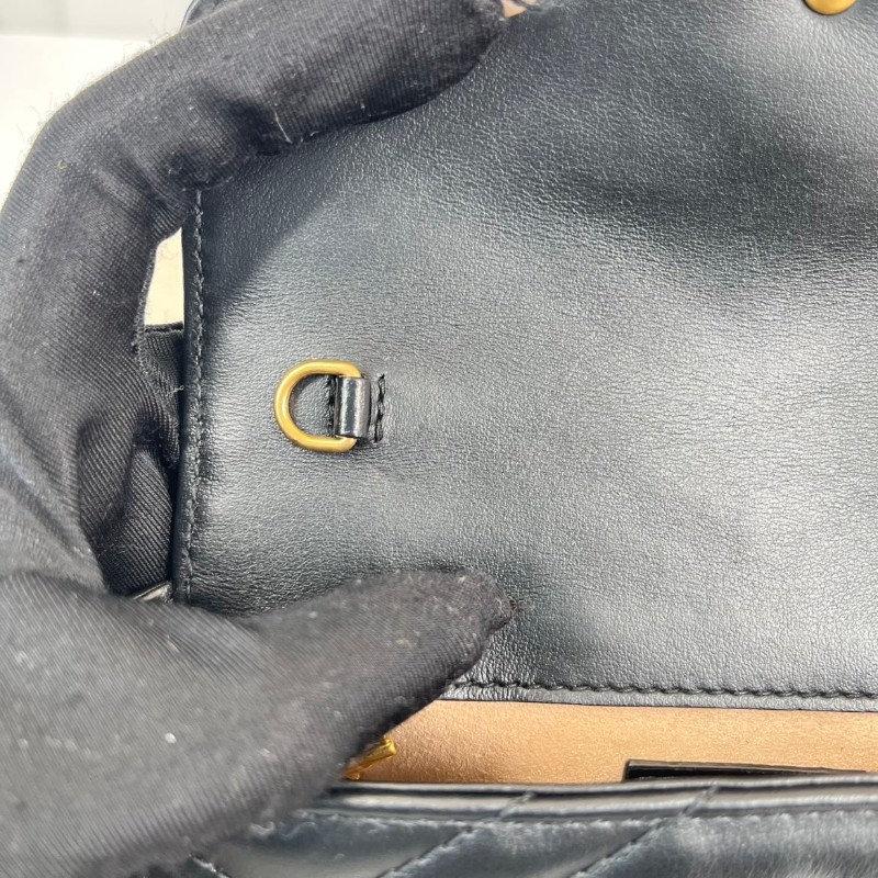 GUCCI古馳  馬蒙marmont黑金迷你mini鏈條包單肩斜挎包 非常精緻小巧的一款包包 百搭實用-17