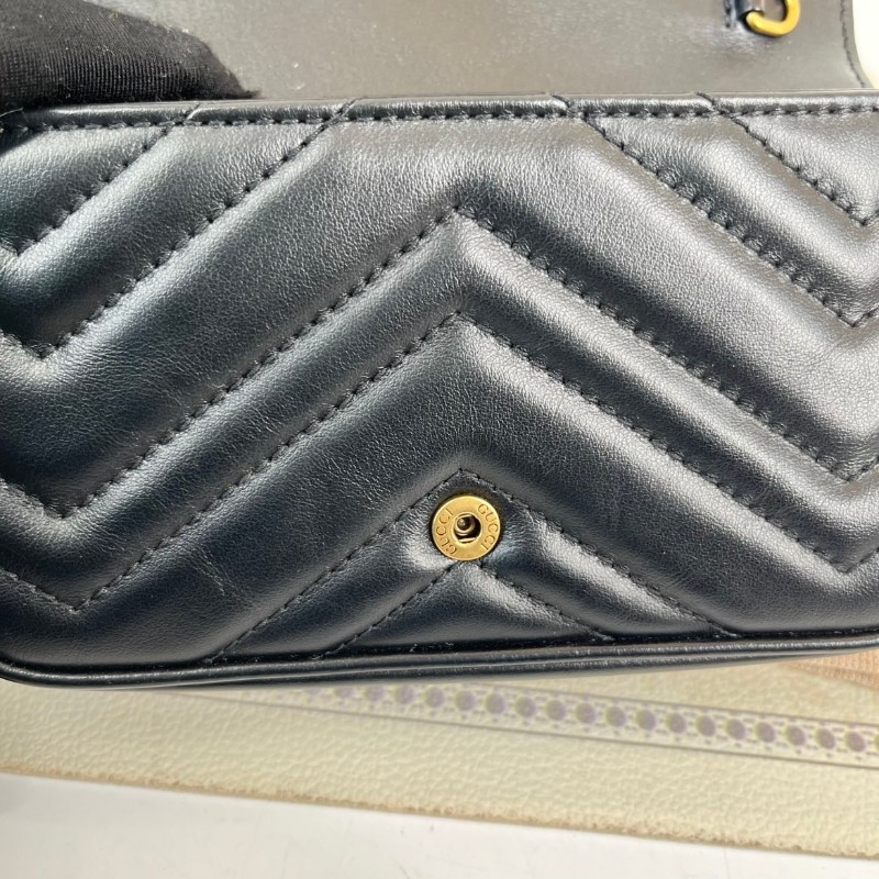 GUCCI古馳  馬蒙marmont黑金迷你mini鏈條包單肩斜挎包 非常精緻小巧的一款包包 百搭實用-19