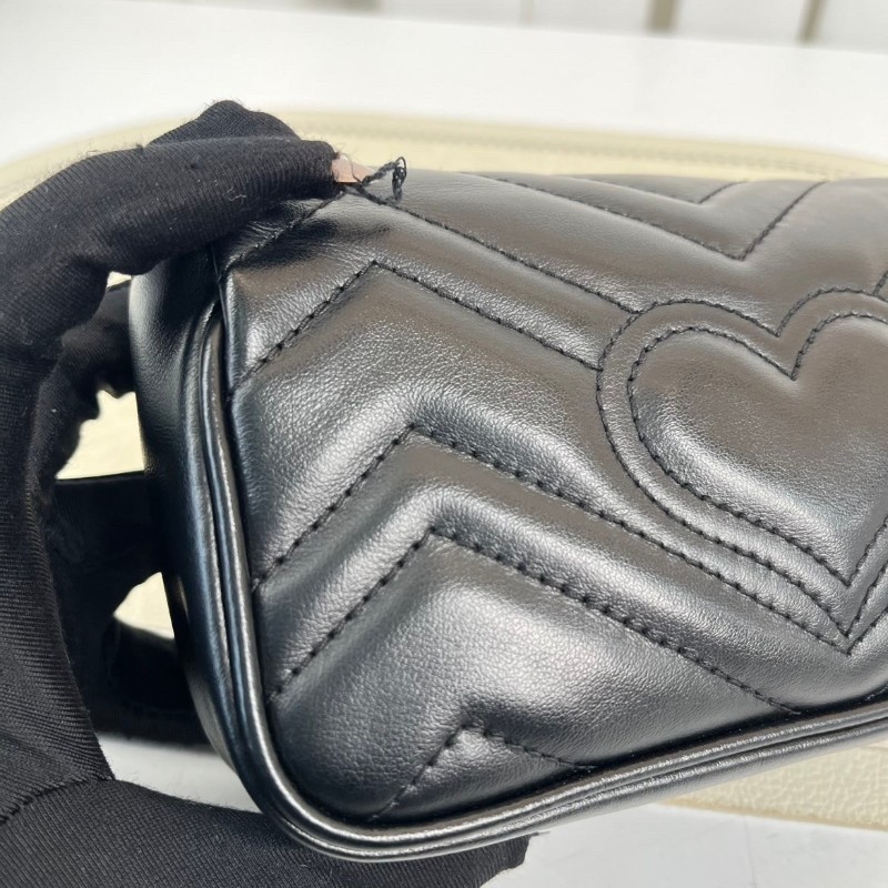 GUCCI古馳  馬蒙marmont黑金迷你mini鏈條包單肩斜挎包 非常精緻小巧的一款包包 百搭實用-22