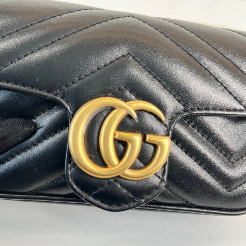 GUCCI古馳  馬蒙marmont黑金迷你mini鏈條包單肩斜挎包 非常精緻小巧的一款包包 百搭實用-24