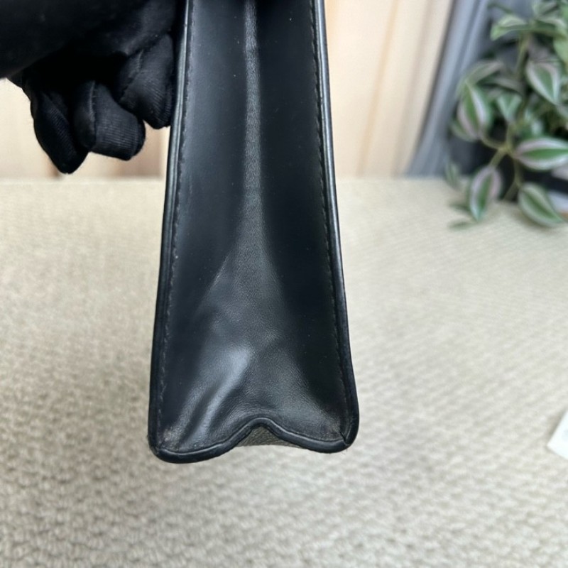 LV路易威登黑色棋盤格手拿包洗漱包 經典棋盤格配黑色皮革 銀色五金 低調奢華 內裡乾淨整潔 容量實用-15