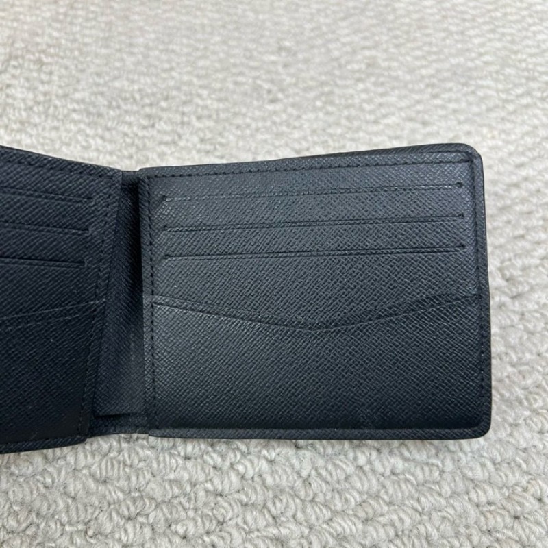 LV路易威登黑色棋盤格短款對折錢包 卡位多 容量實用 日常用很方便-11