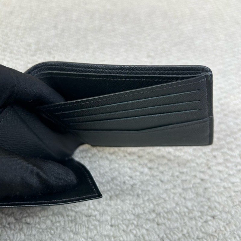LV路易威登黑色棋盤格短款對折錢包 卡位多 容量實用 日常用很方便-12