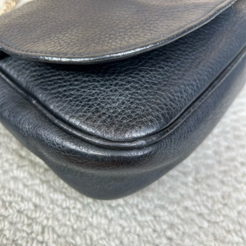 古馳Gucci黑色荔枝紋soho流蘇鏈條包 經典黑色牛皮 鏈條肩帶 可單肩可斜挎 容量實用 日常通勤百搭-8