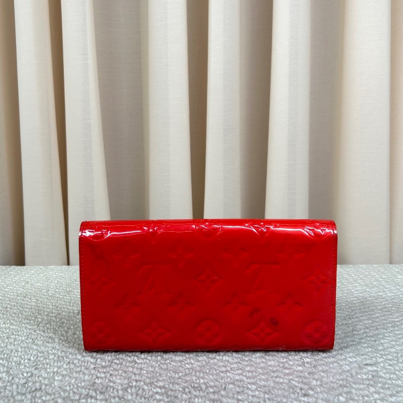 LV路易威登紅色漆皮長款錢包 金色五金 卡位多 容量足 實用性強 顏色亮眼-6