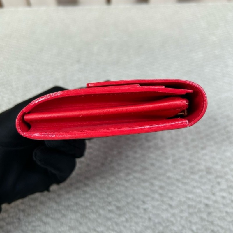 LV路易威登紅色漆皮長款錢包 金色五金 卡位多 容量足 實用性強 顏色亮眼-7