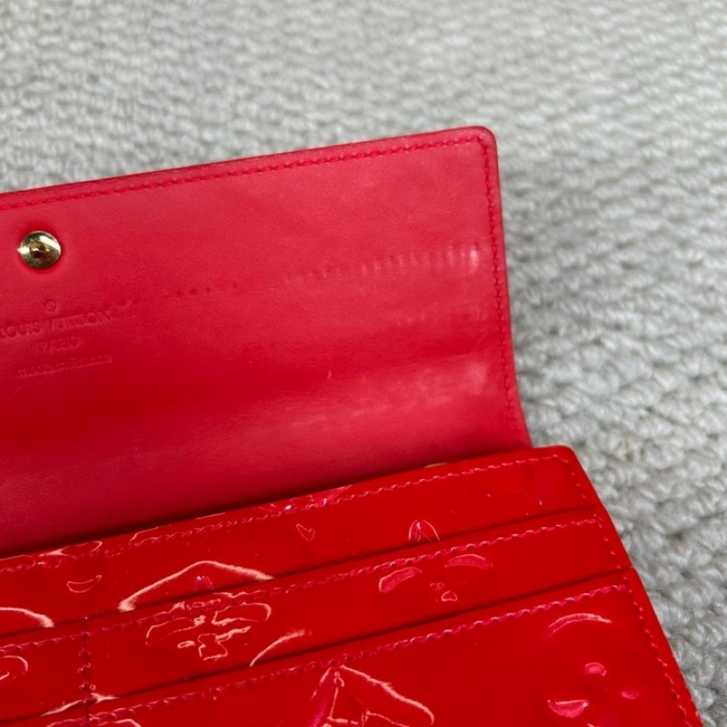 LV路易威登紅色漆皮長款錢包 金色五金 卡位多 容量足 實用性強 顏色亮眼-16
