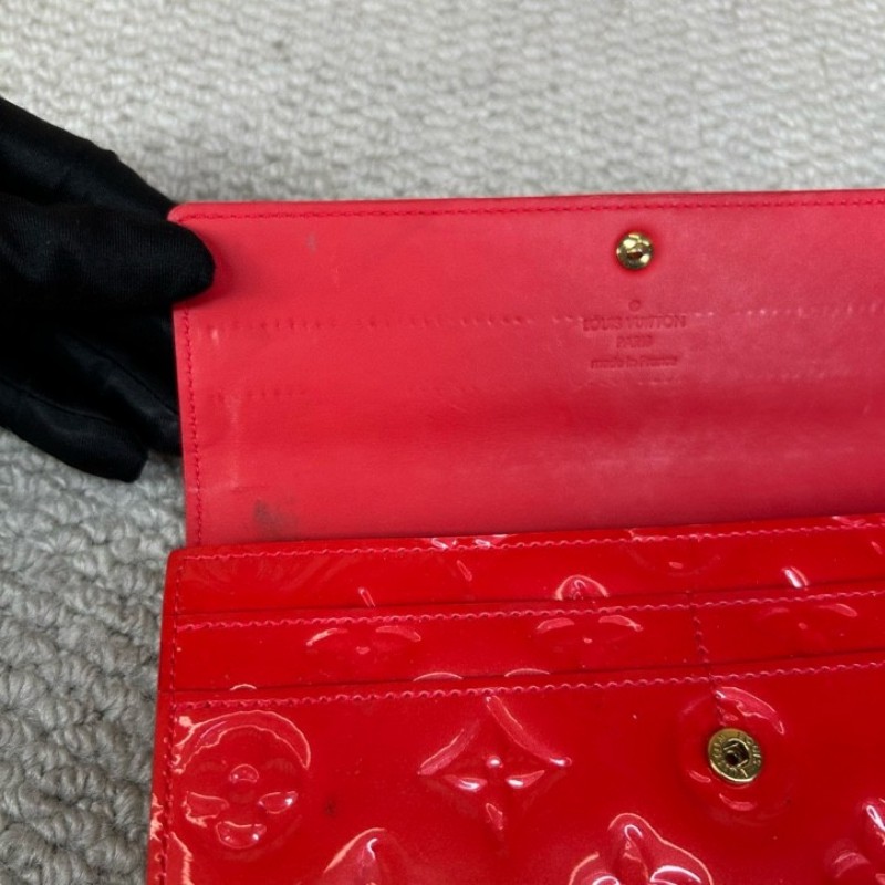 LV路易威登紅色漆皮長款錢包 金色五金 卡位多 容量足 實用性強 顏色亮眼-17